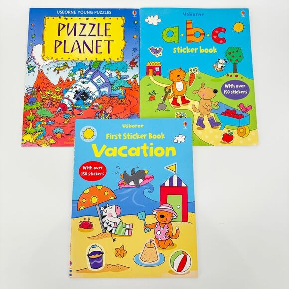 Lot 3 Usborne Sticker Books Puzzle Planet‎ - Picture 1 of 11